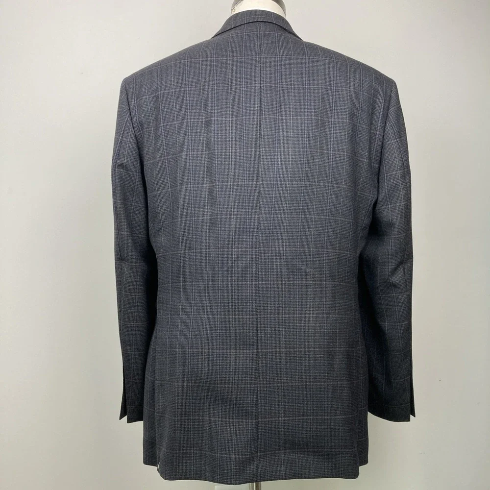 Jos A Bank Men's Blazer Sportcoat 44L Tailored Fit Check Grey